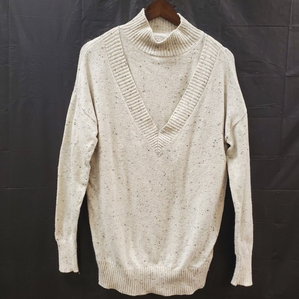 Seraphine Womens Speckled Nursing Sweater Size M Beige Mock Neck Knit Maternity